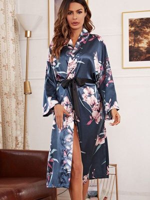 Kimono Robe de Chambre Femme Chaude Longue Boutonnée - Robe de Chambre Femme - Mes Doux Habits