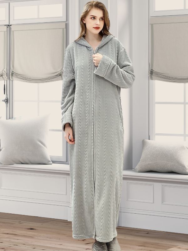 Robe En Tricot Longue Pour Femme - Fermeture éclair, Col V/rond, Manches Longues, Coupe Ajustée, Automne/hiver