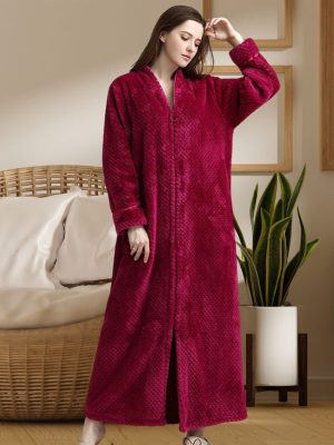 Robe de Chambre Polaire Femme avec fermeture éclair - Robe de Chambre Femme - Mes Doux Habits