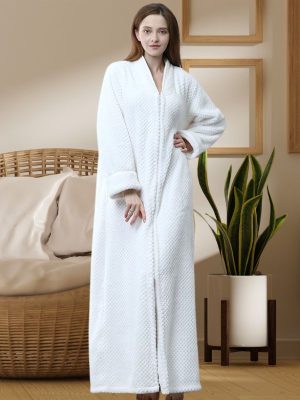 Robe de Chambre Polaire Femme avec fermeture éclair - Robe de Chambre Femme - Mes Doux Habits